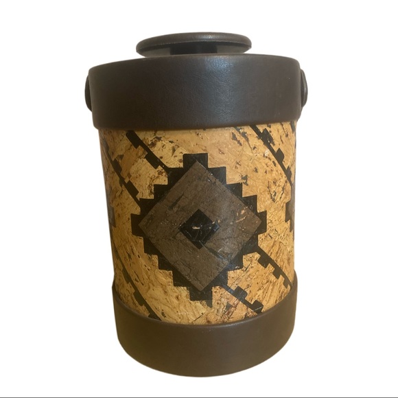 Vintage Elmar Mfg. Ice Bucket Cork Leather Mid-Century Modern Drink Container - Picture 2 of 5